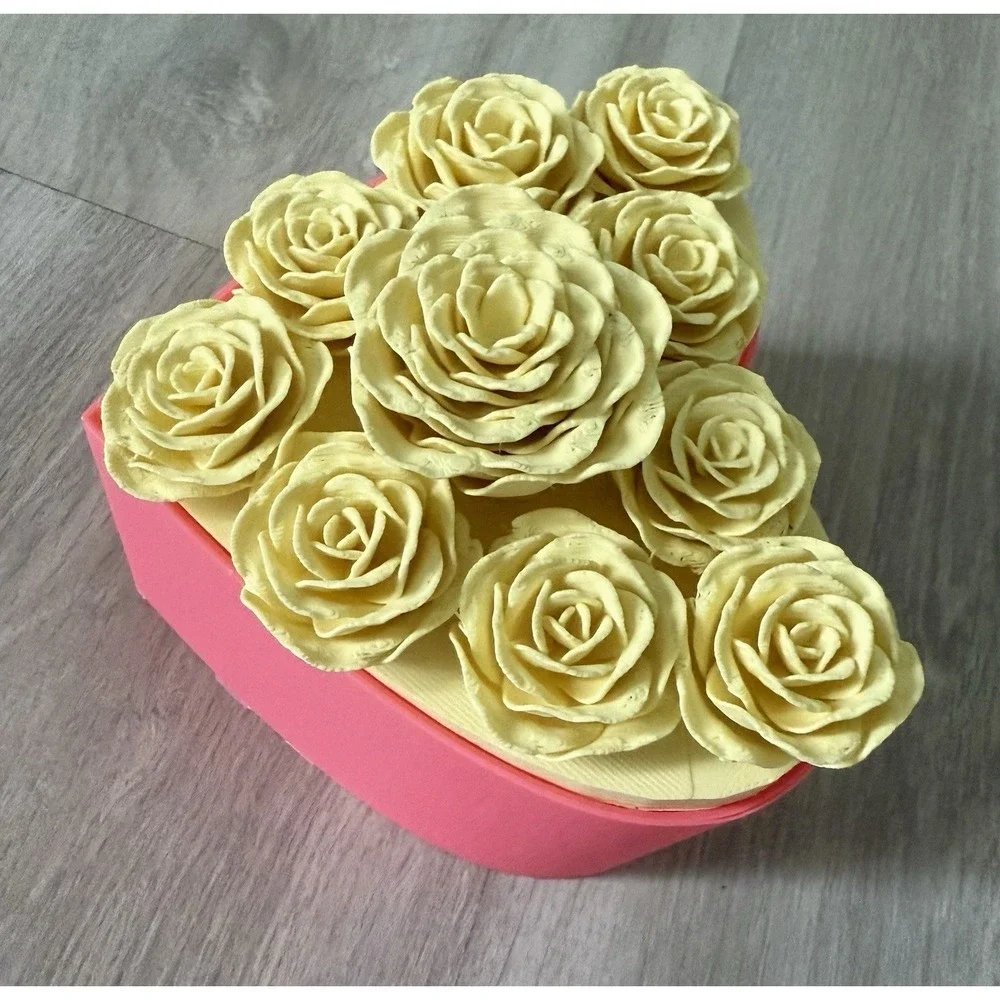 Roses Heart Container Valentine's Day 3D printed jewelry box gift