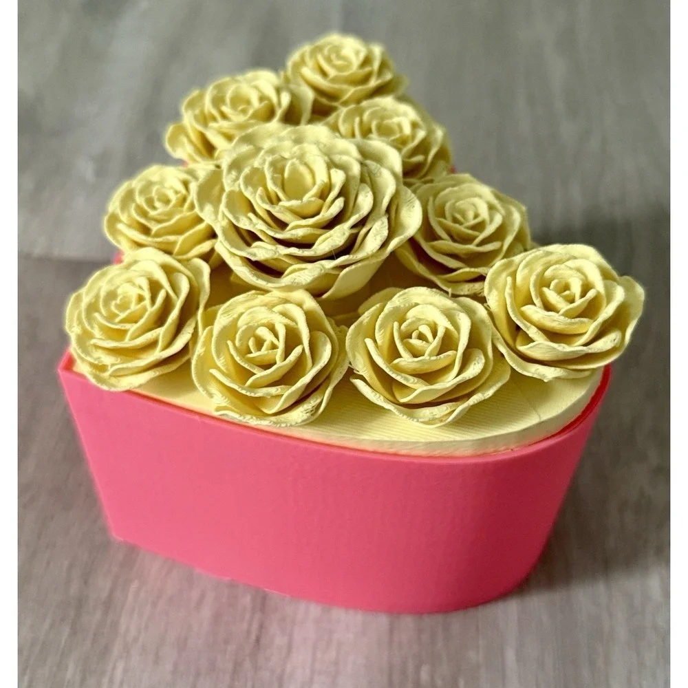 Roses Heart Container Valentine's Day 3D printed jewelry box gift