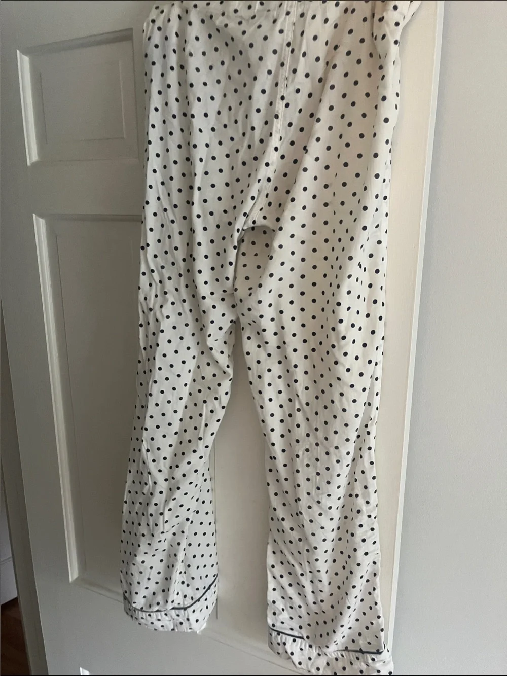J. Crew Cream Lounge Pants with Black Polka Dots