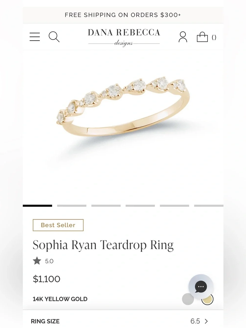 Dana Rebecca Designs Sophia Ryan Teardrop Ring sz 6.5