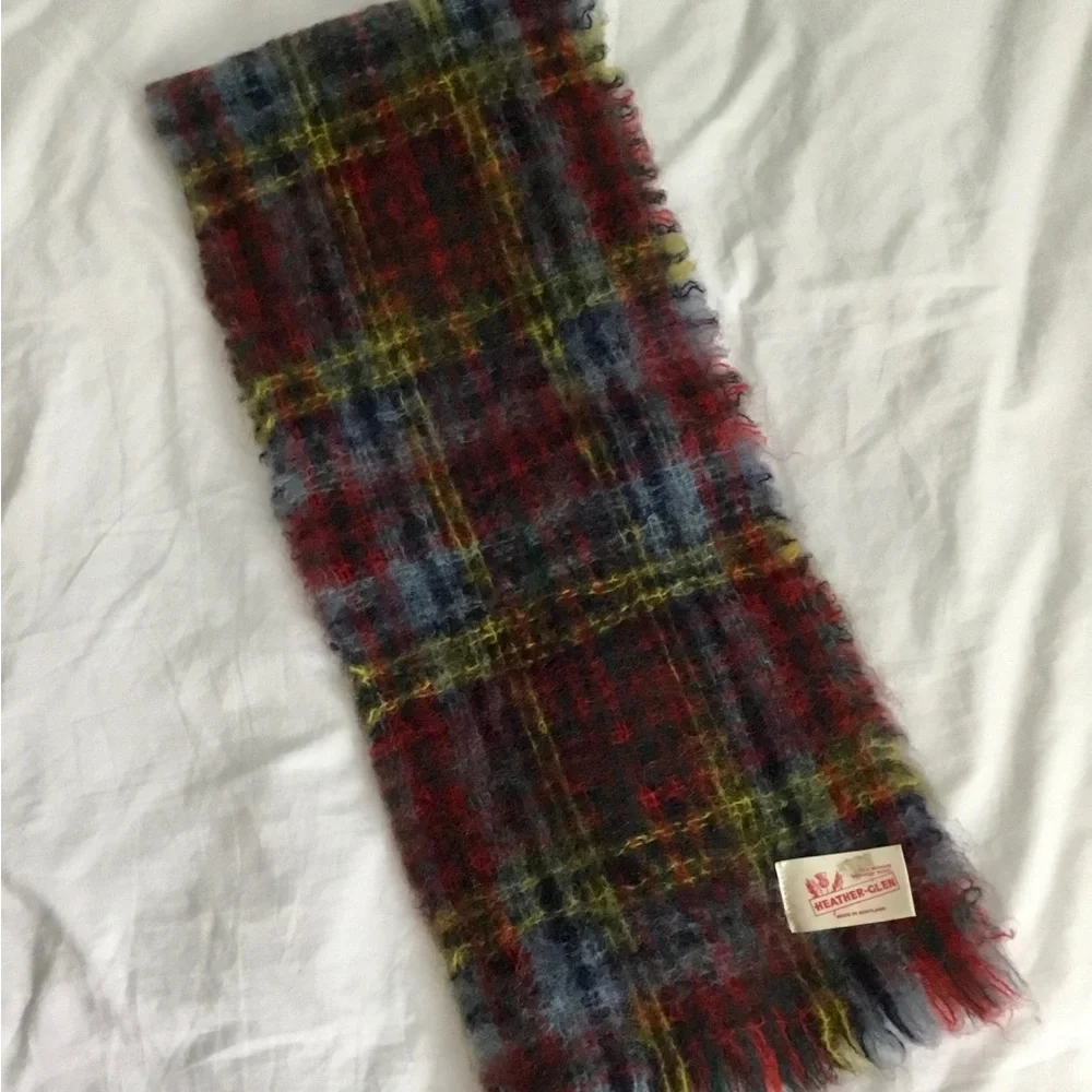 Heather-Glen Mohair New Wool Tartan Scarf 44” x 8” Made in Scotland