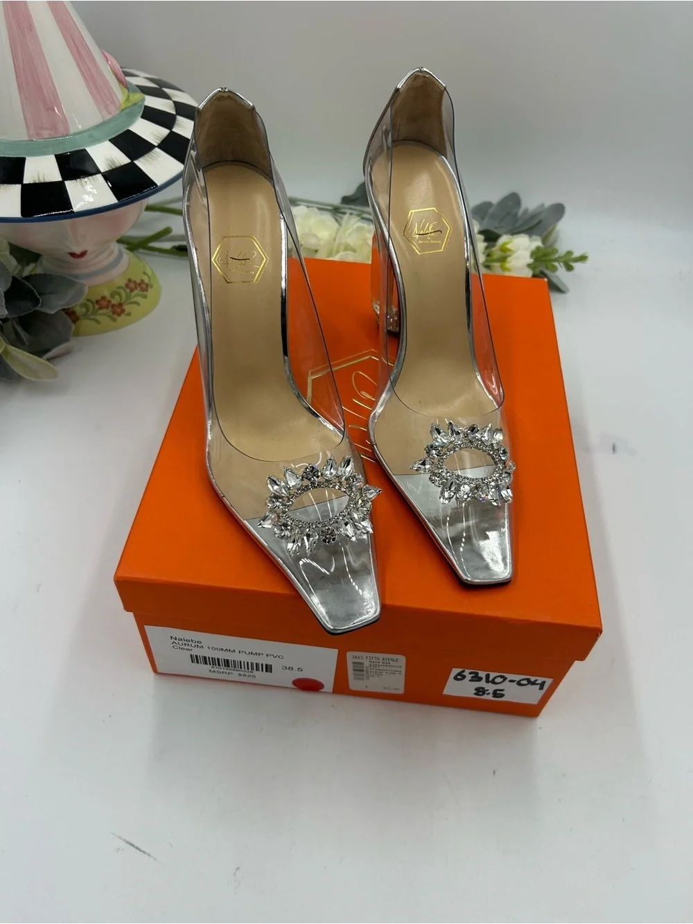 Women's NALEBE AURUM 100 mm PVC pumps size 38.5 made in Italy