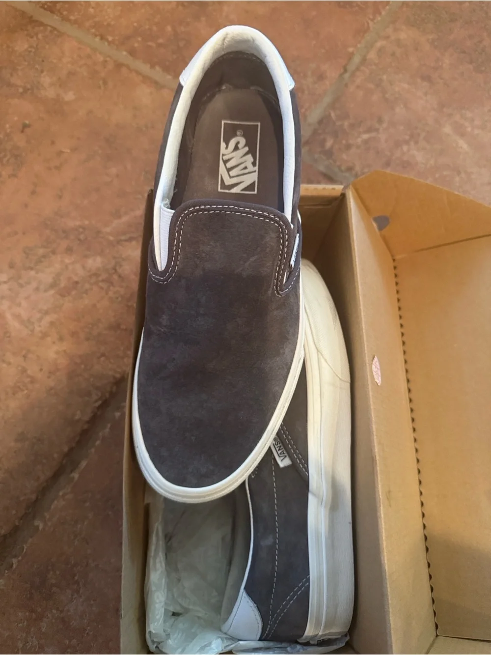 Vans Slip-On Suede Sneakers in Grey Suede NEW
