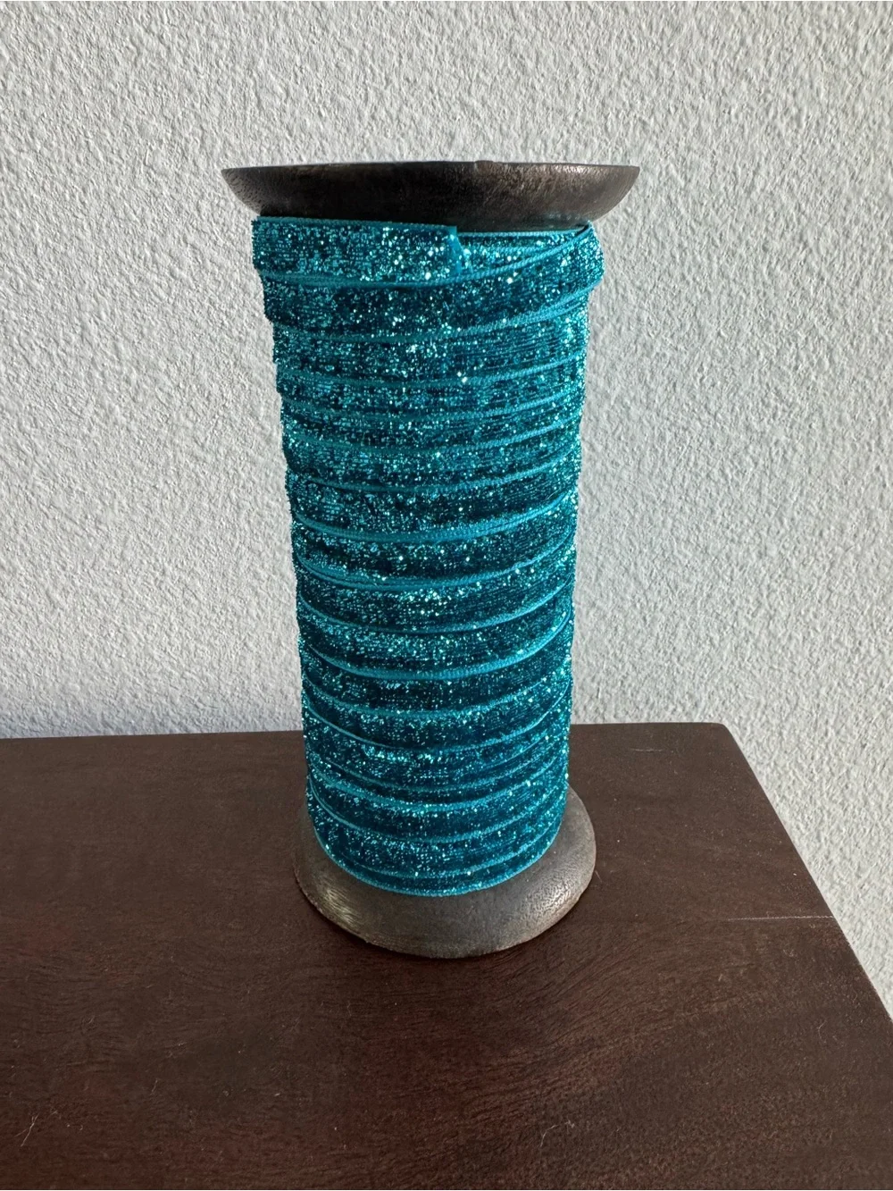 Sparkling Blue Velvet Ribbon Spool - Home Accents Wooden spool, 10 yards, NWOT
