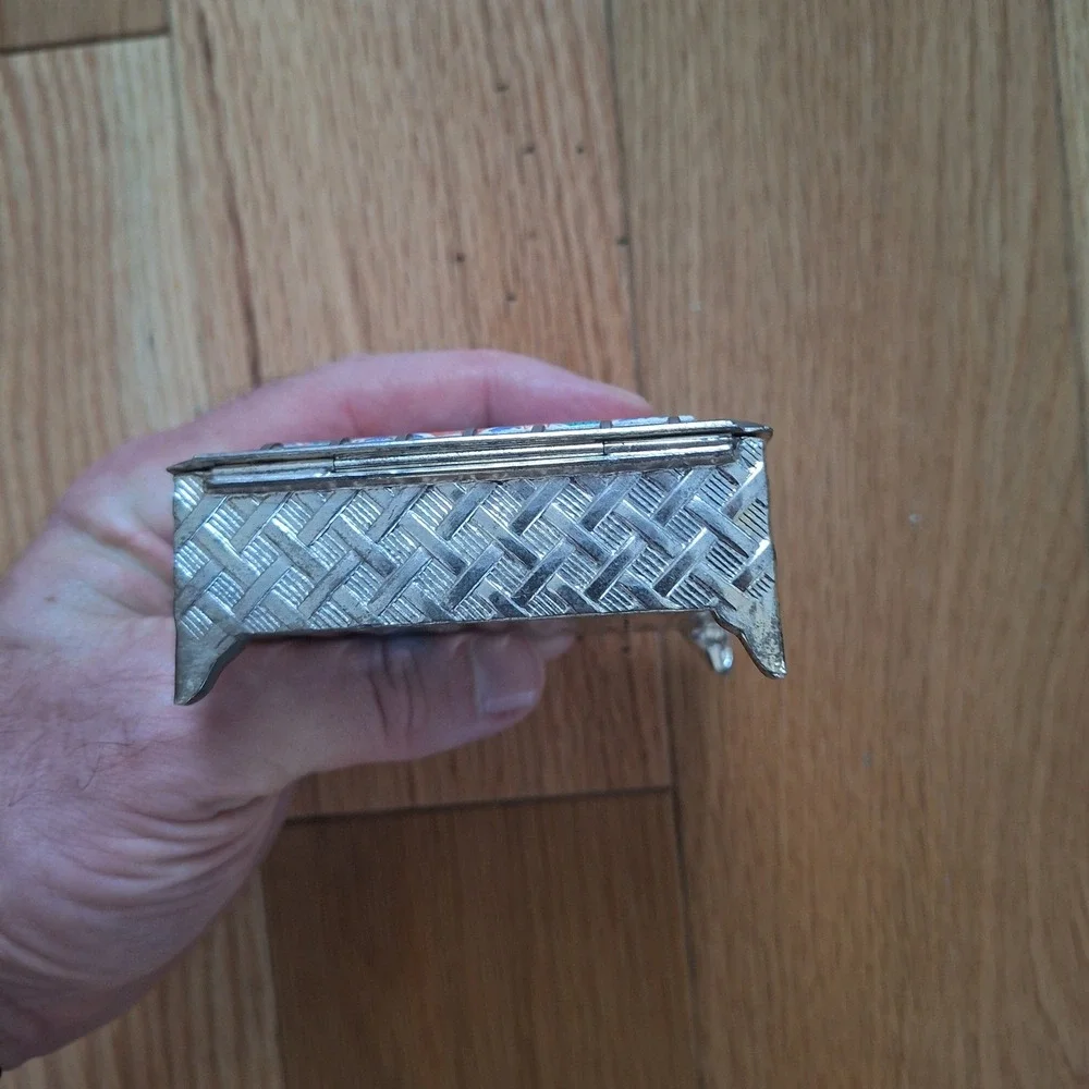 F.B. Rogers Silverplate Vintage Japanese Cloisonne Floral Trinket Jewelry Box