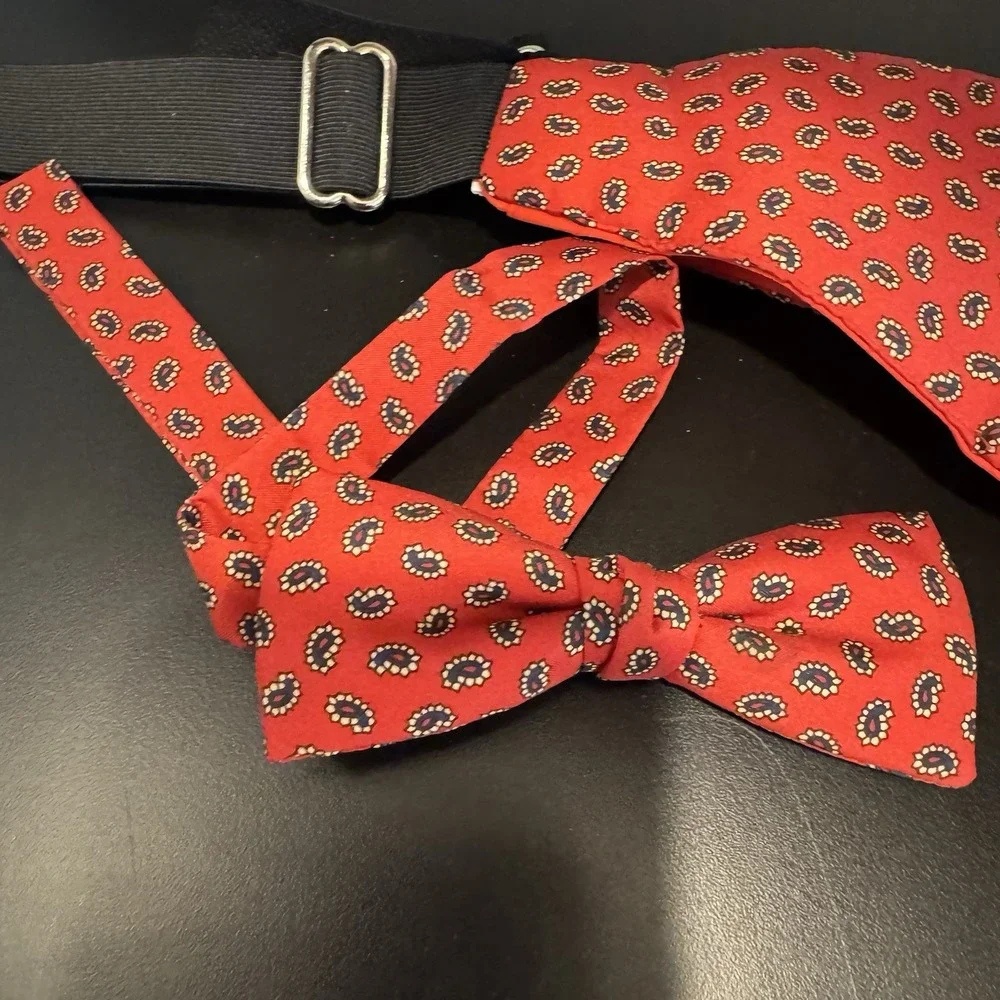 Santana Vintage Paisley Red Bow‎ Tie And Cummerbund Formal Event
