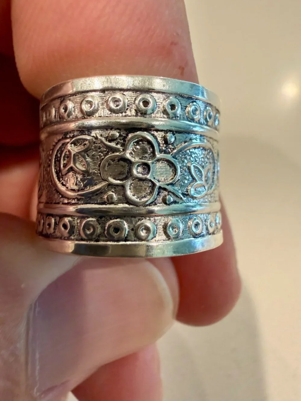 Sterling silver wide band ring