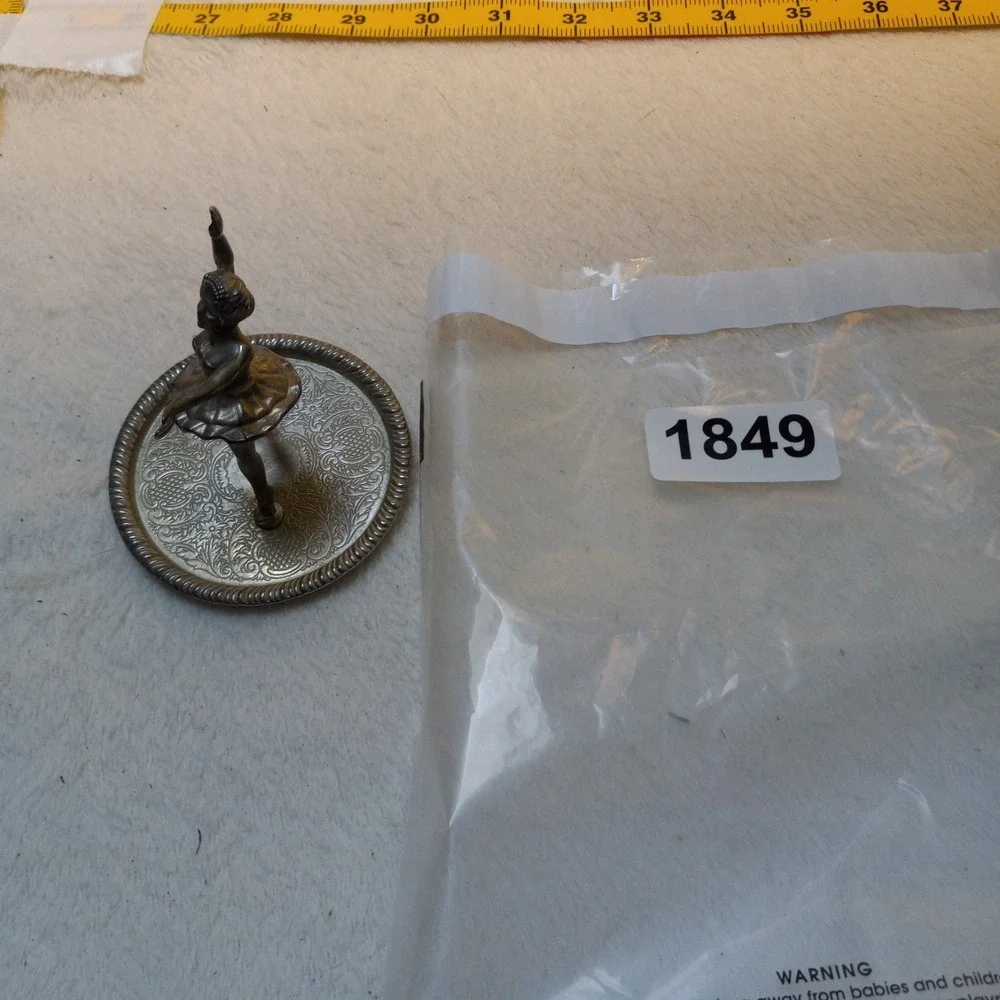 Vintage Silver Plated Ballerina Ring Tray Jewelry Holder Trinket Display Dish