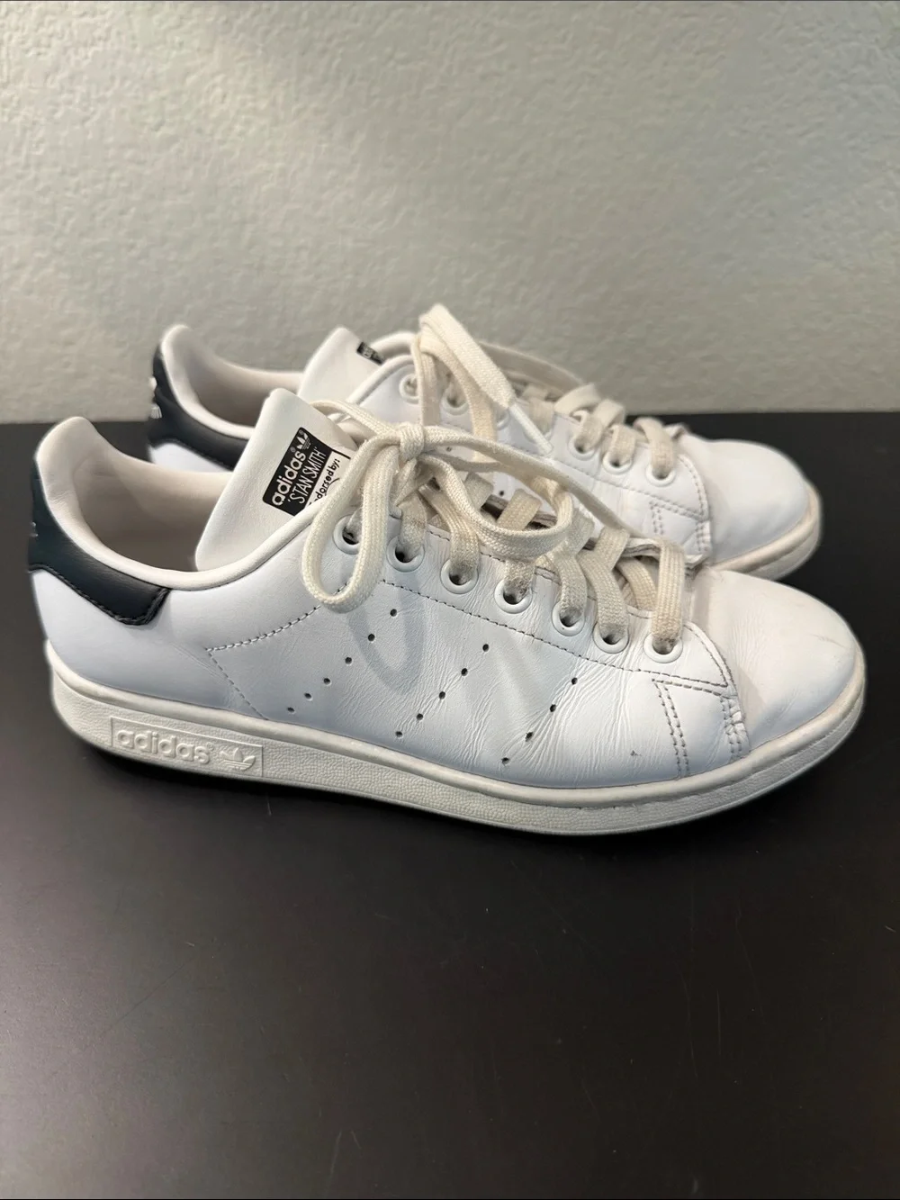 adidas Stan Smith White Sneakers with Black Heel Tab