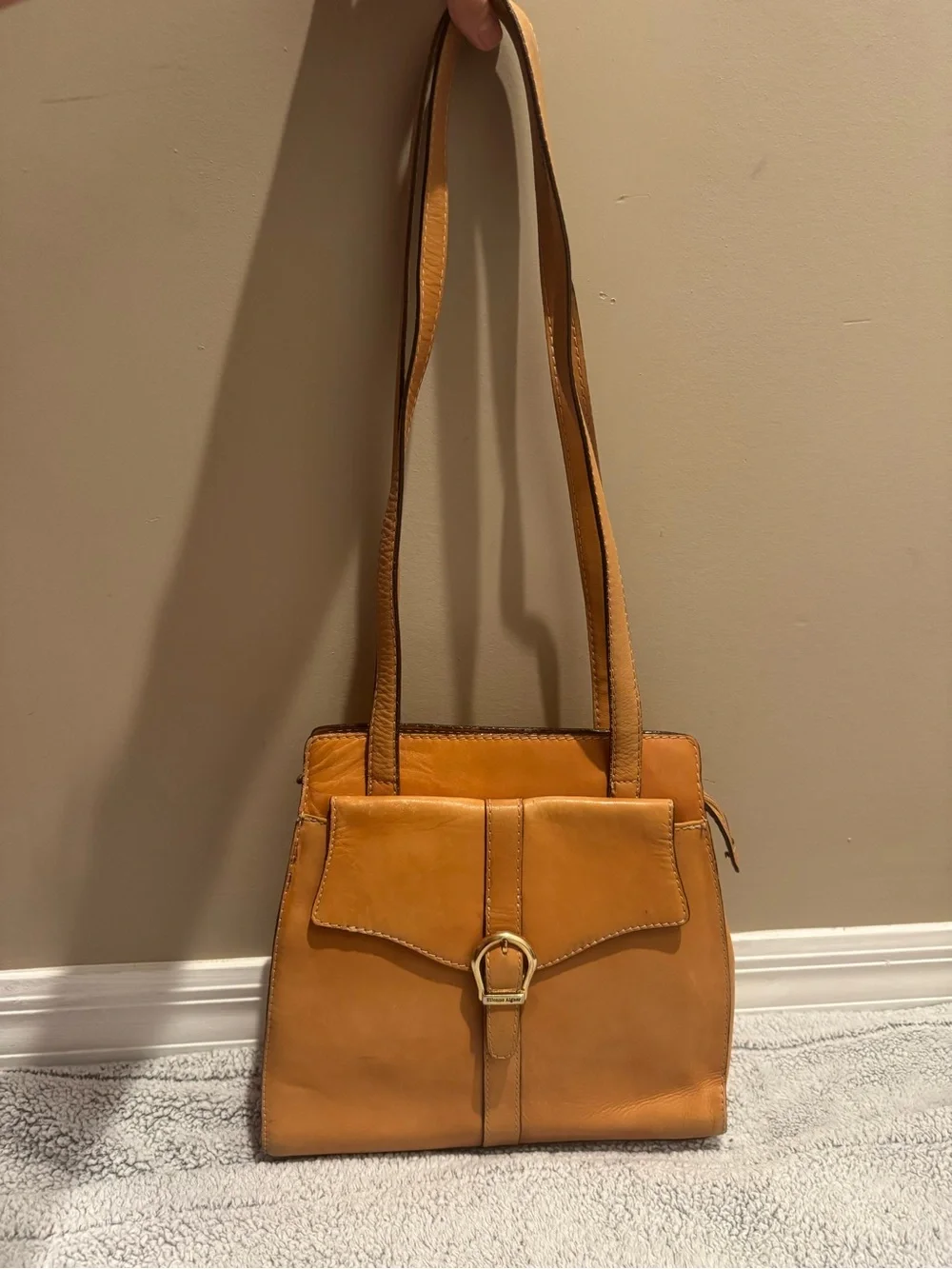 Vintage Etienne Aigner Leather Shoulder Bag in Tan by