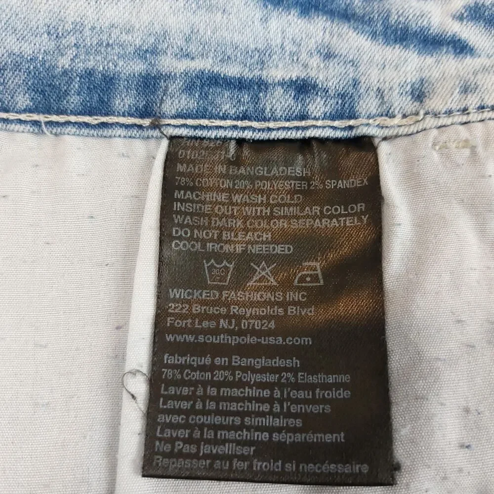 Southpole Slim Fit Jean Shorts Size 36 (Fit 37x11) Acid Wash