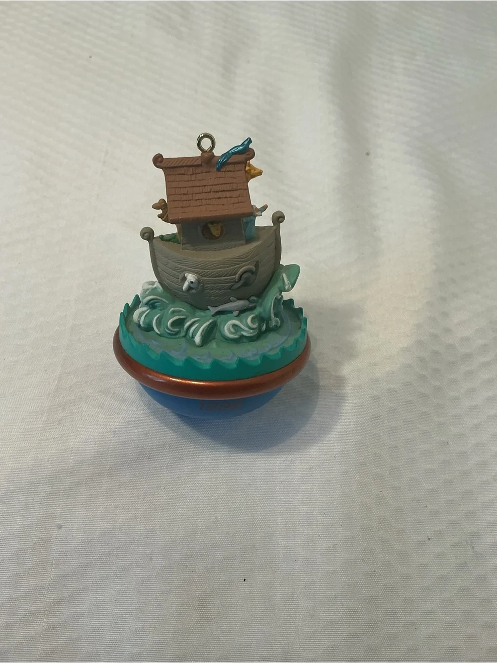 Noah's Ark Holiday Ornament in Blue and Brown vintage 1996