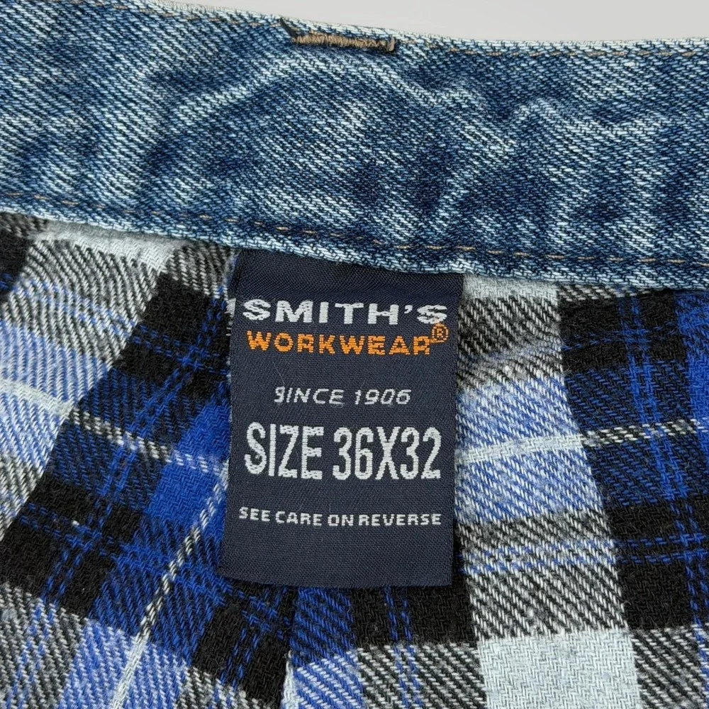 Smith's Workwear Flannel Lined Carpenter Jeans Men 36x31 Blue Relaxed