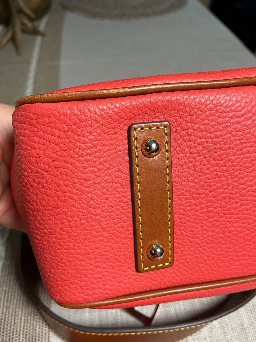 Dooney & Bourke Geranium Pebbled Leather Shoulder Bag with ID Card Holder