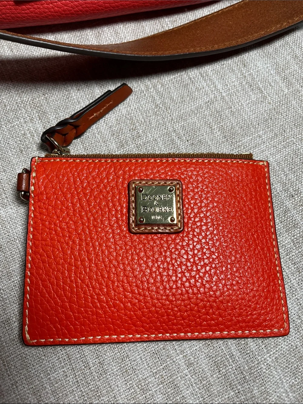 Dooney & Bourke Geranium Pebbled Leather Shoulder Bag with ID Card Holder