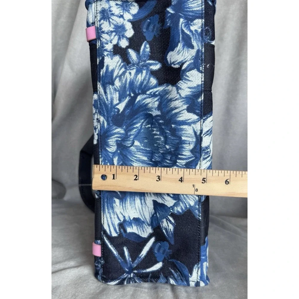 Betsey Johnson Denim Bag Tote Blue Floral Embroidered Handbag Satchel Crossbody