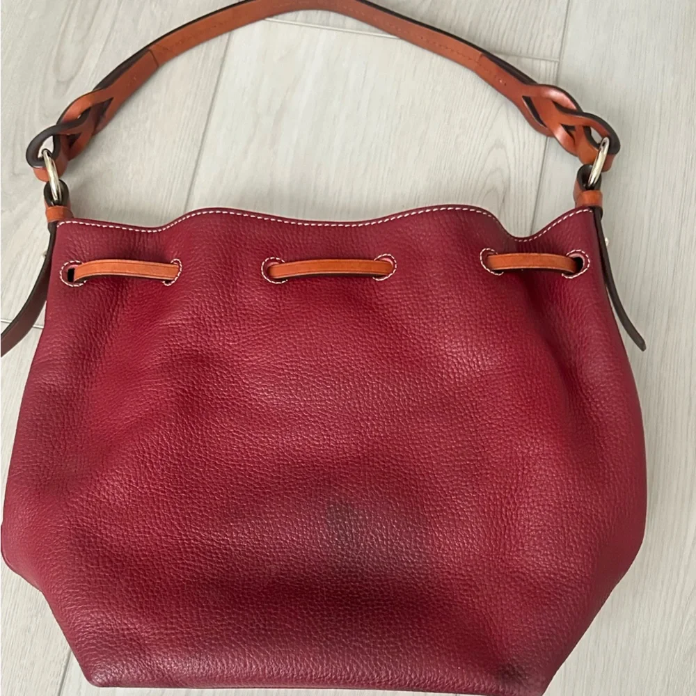Dooney & Bourke Red Leather Shoulder Bag with Tassel and Wallet