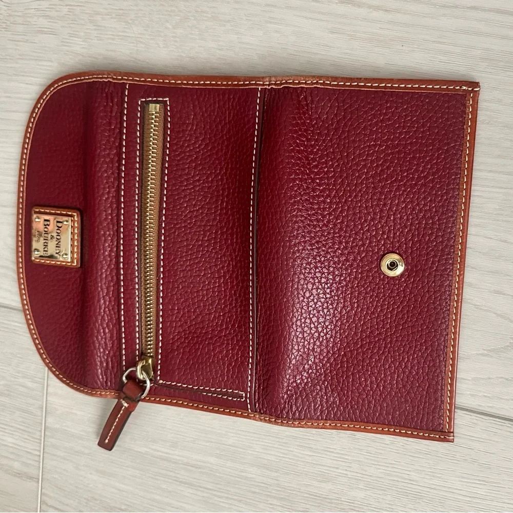 Dooney & Bourke Red Leather Shoulder Bag with Tassel and Wallet