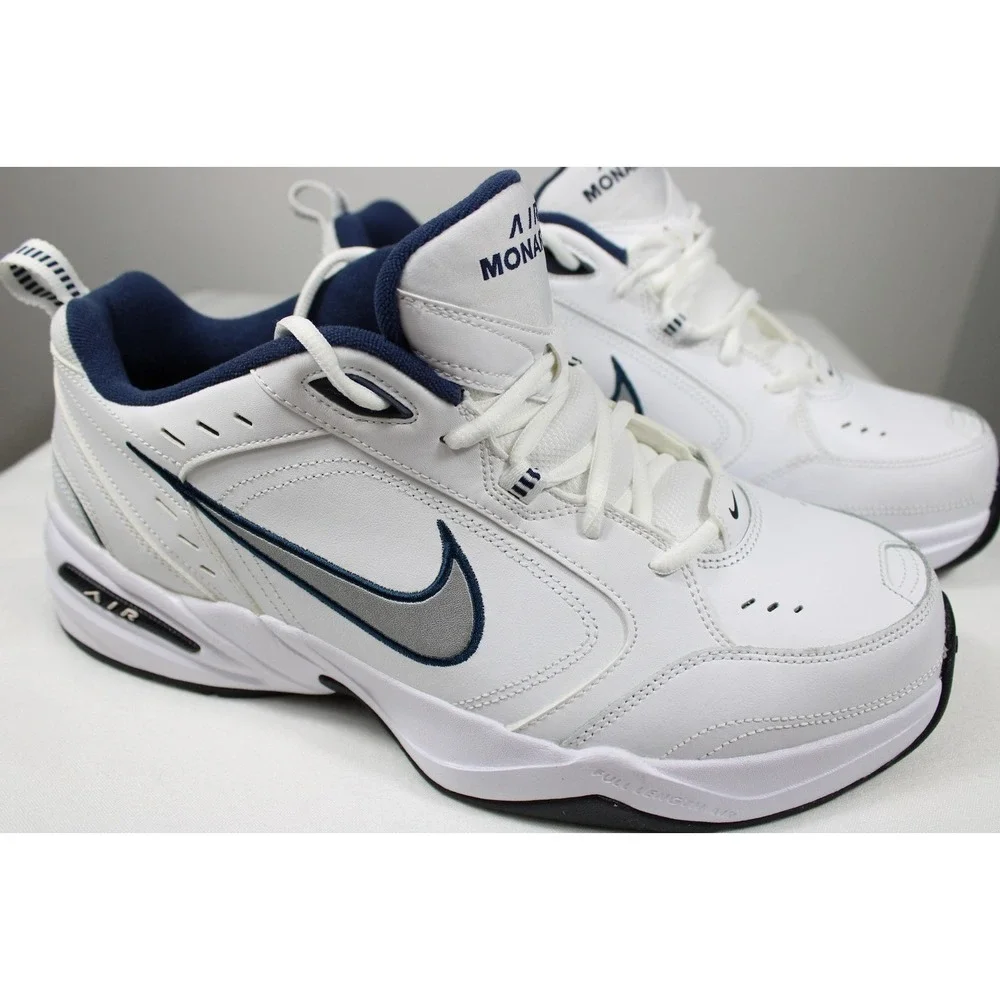 Nike Air Monarch IV Mens Training Shoes Sneakers Size 12 4E White Navy