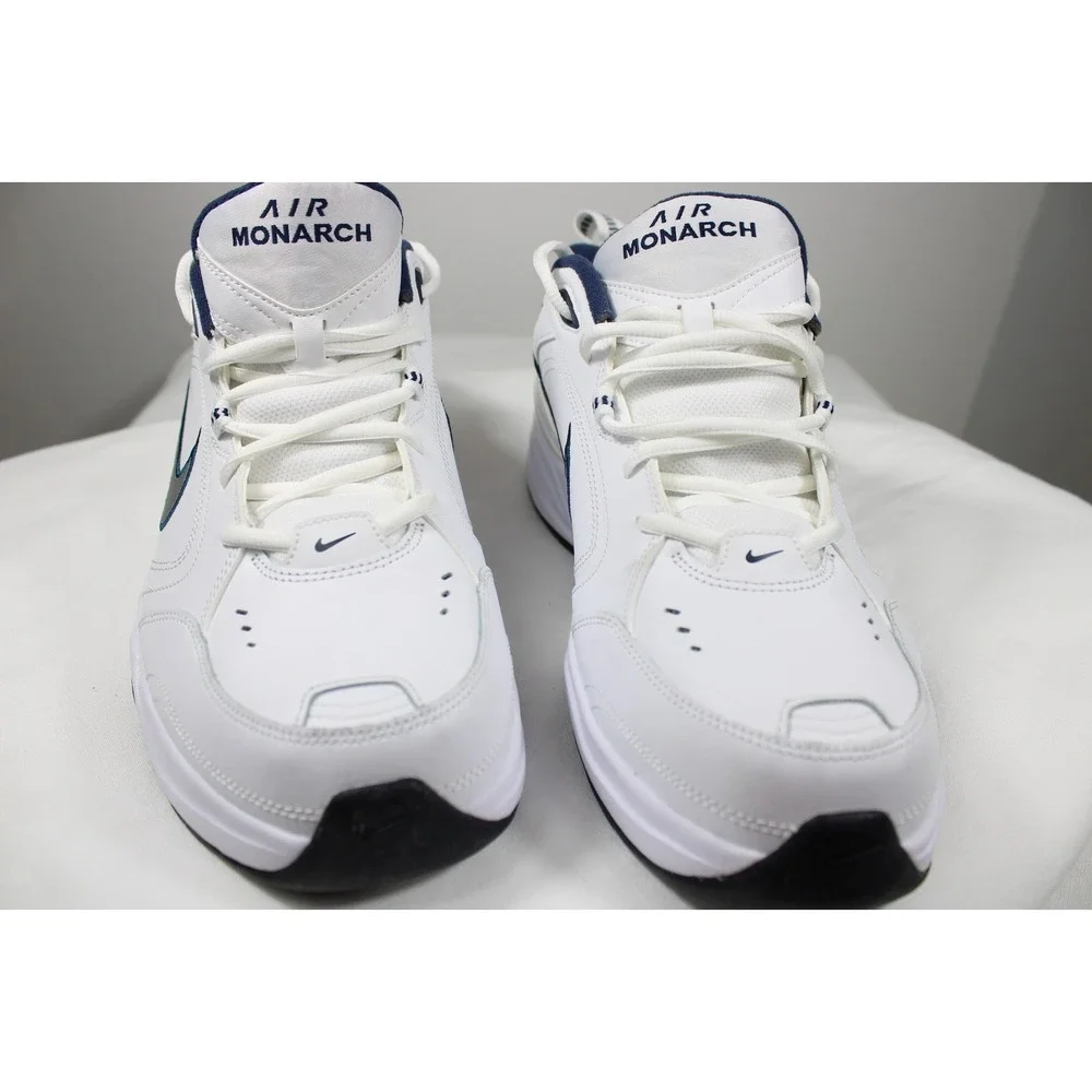 Nike Air Monarch IV Mens Training Shoes Sneakers Size 12 4E White Navy