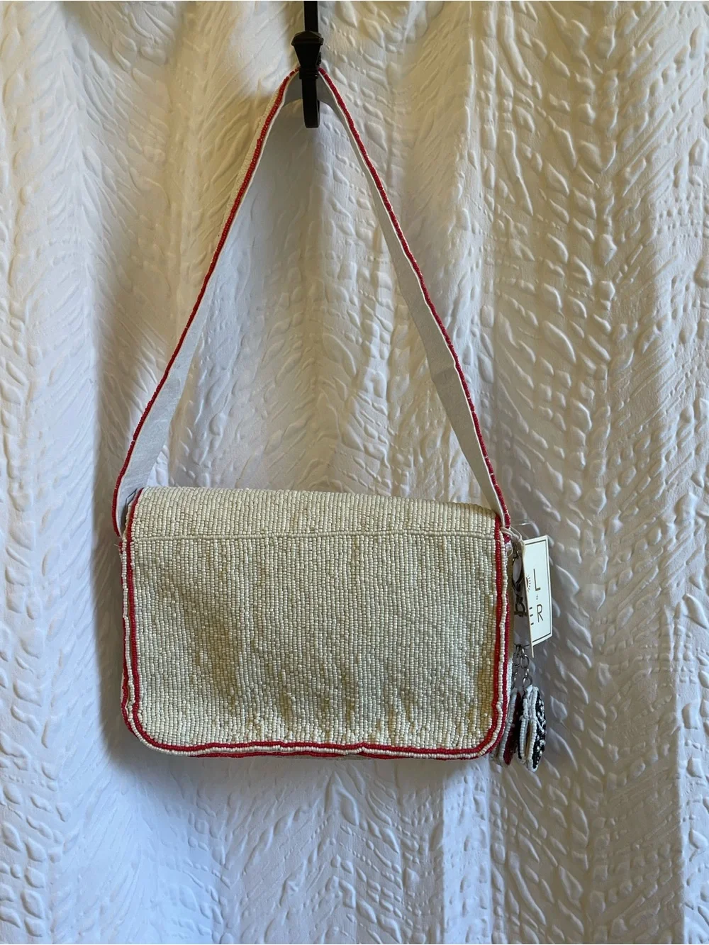 Sol & Mer White Beaded Lucky Dice & Cards Shoulder Bag - NWT **