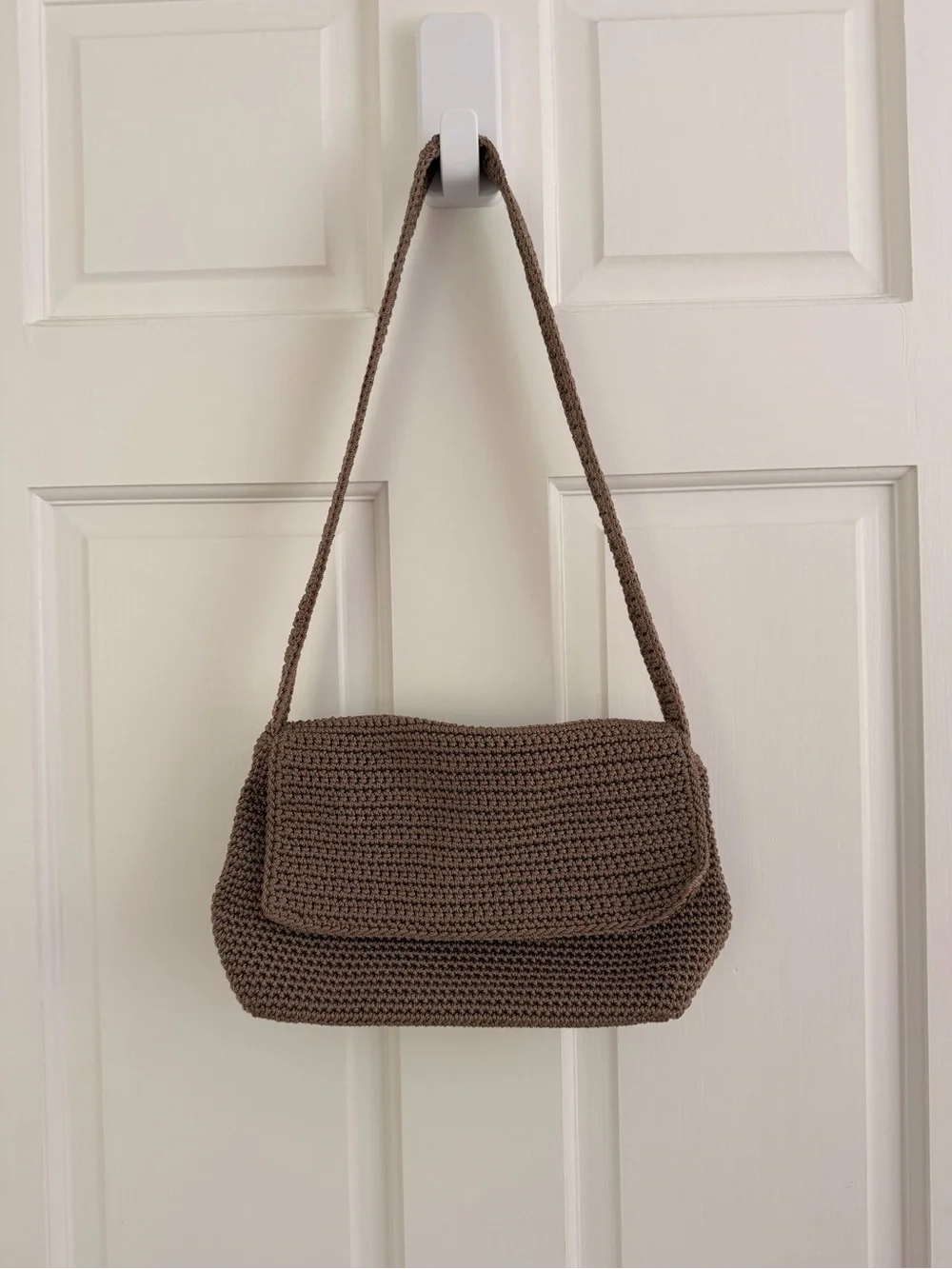 The Sak Brown Crochet Shoulder Bag with Flap