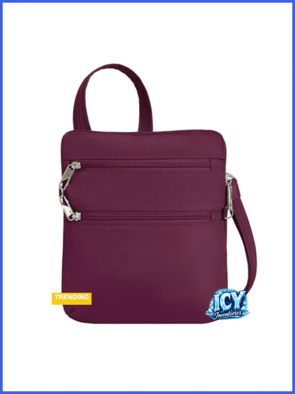 Travelon Anti-theft Classic Slim Double Zip Crossbody Bag RFID Blocking Slash