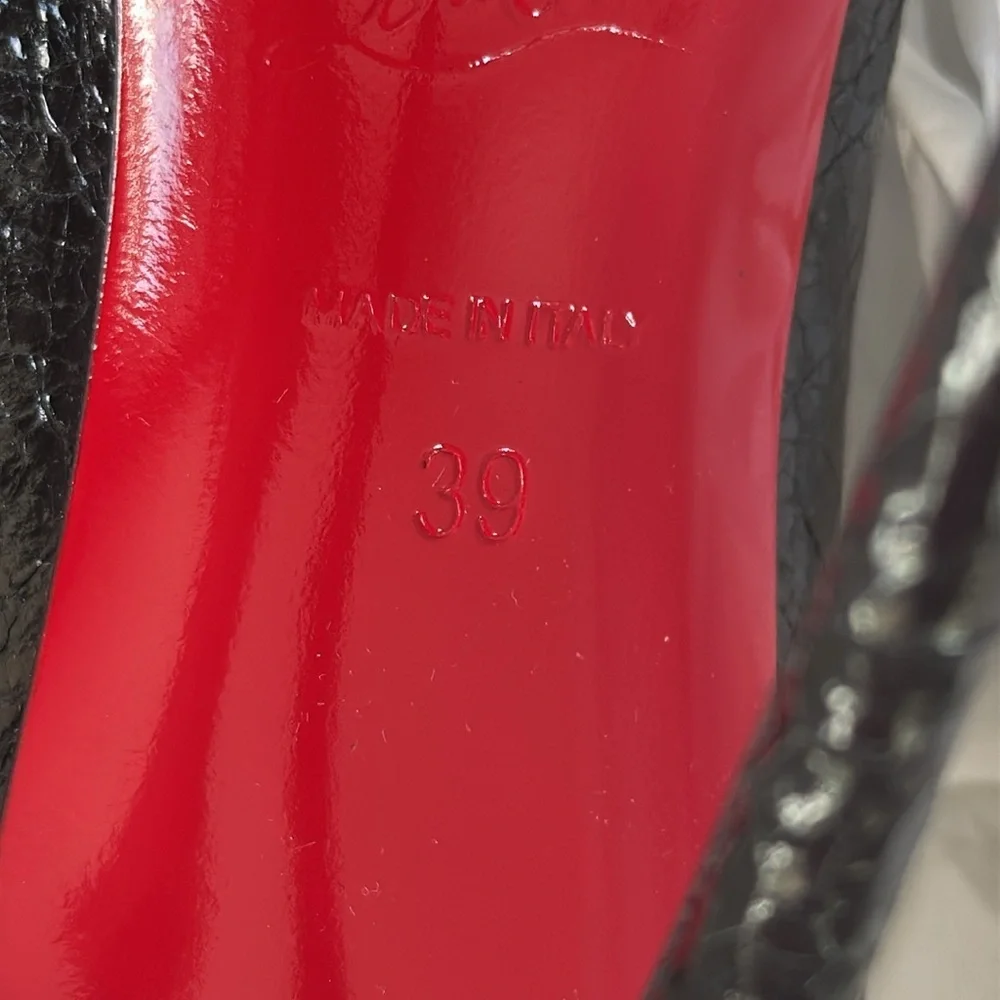 Christian Louboutin Kate 100mm black embossed print stiletto specchio star 39