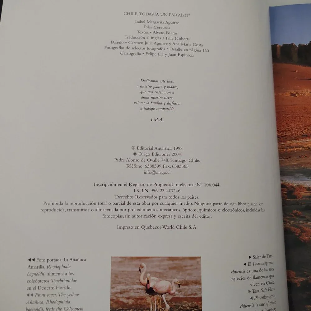 CHILE TODAVIA UN PARAISO ORIGO BOOK WITH COVER CASE CHILE STILL A PARADISE