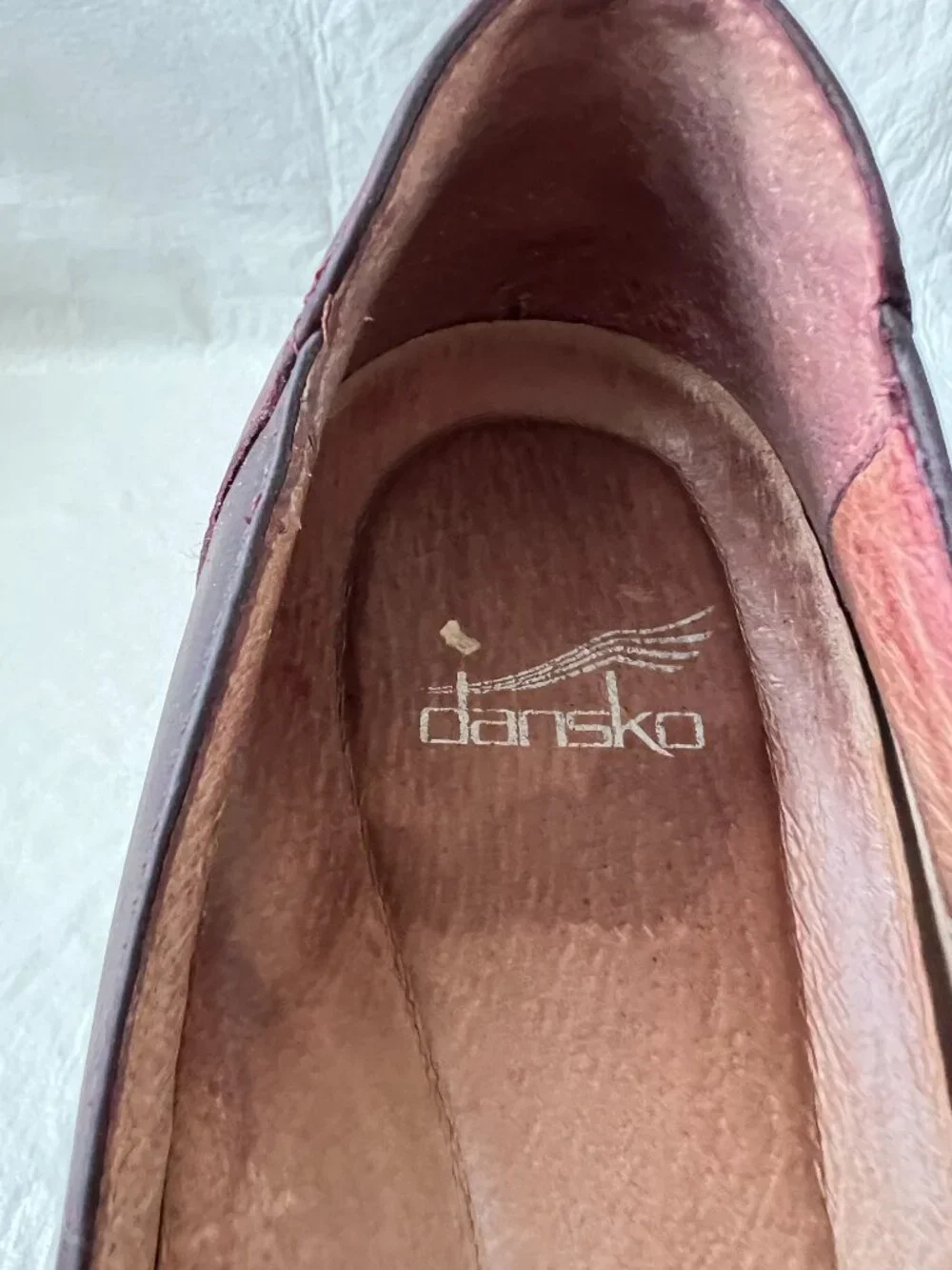 Dansko shoes Preston loafer purple leather brown block heel 38 7.5 8 slip on