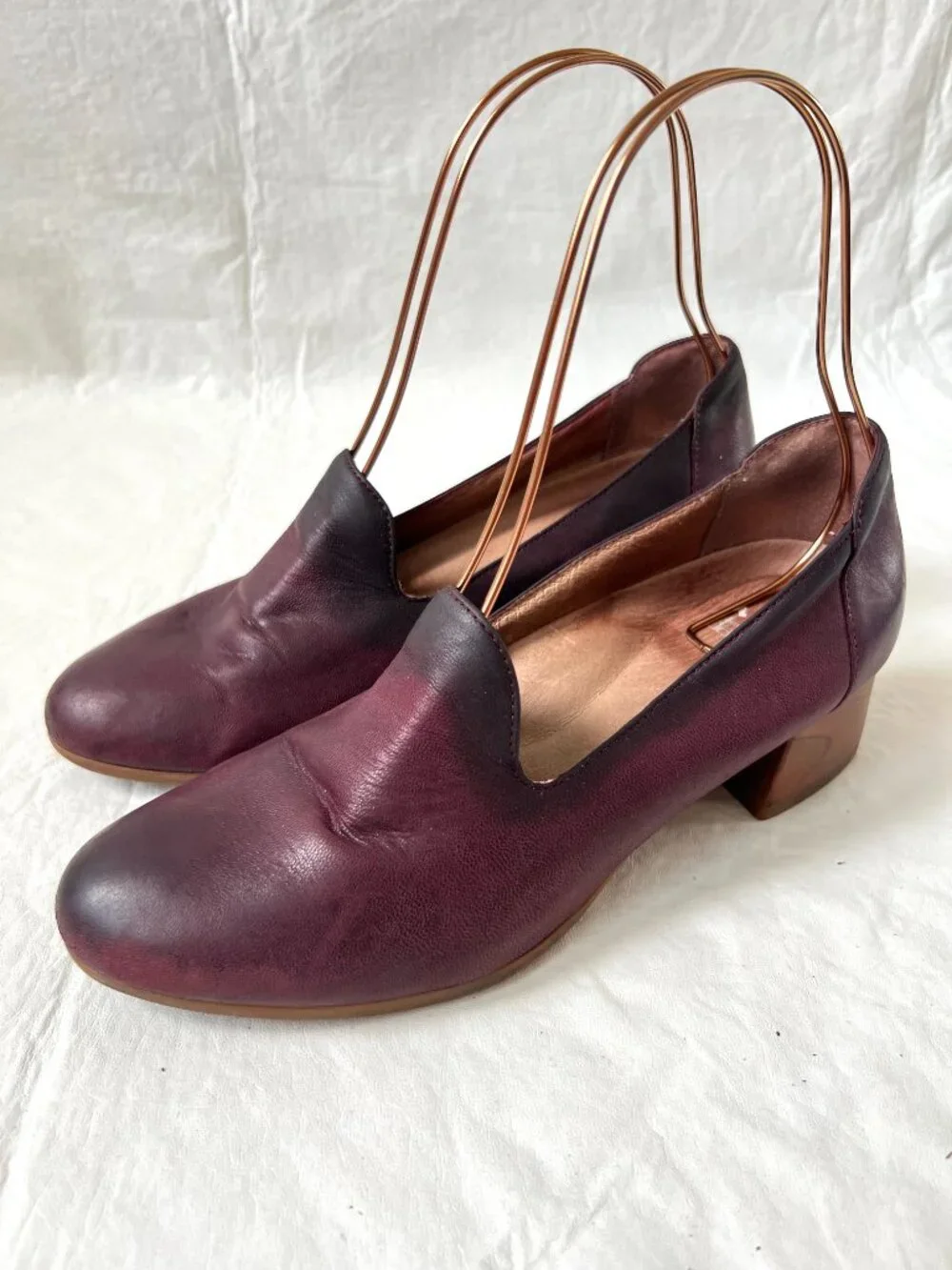Dansko shoes Preston loafer purple leather brown block heel 38 7.5 8 slip on