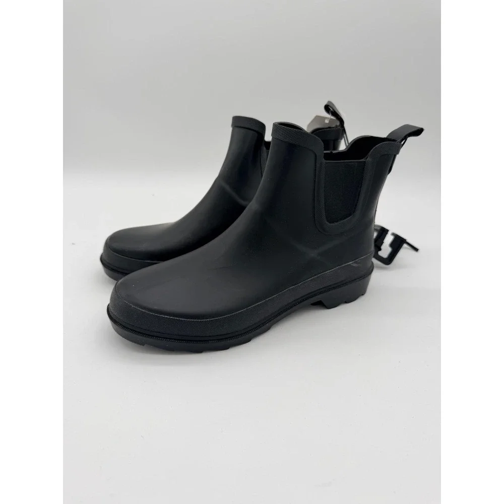 Time And Tru Boots Womens Size 6 Black Chelsea Rain Pull On Water Resistant