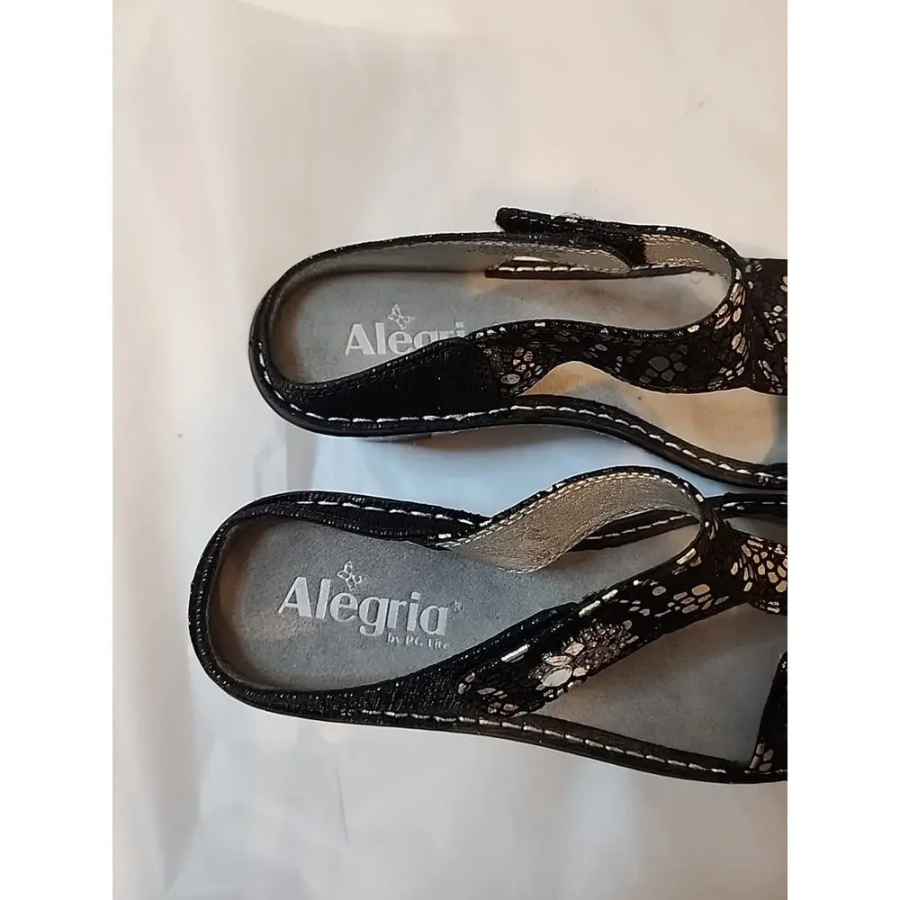 Alegria Women's Slip On Wedge Sandals Black EUR 39 Us 8.5 Lad-780