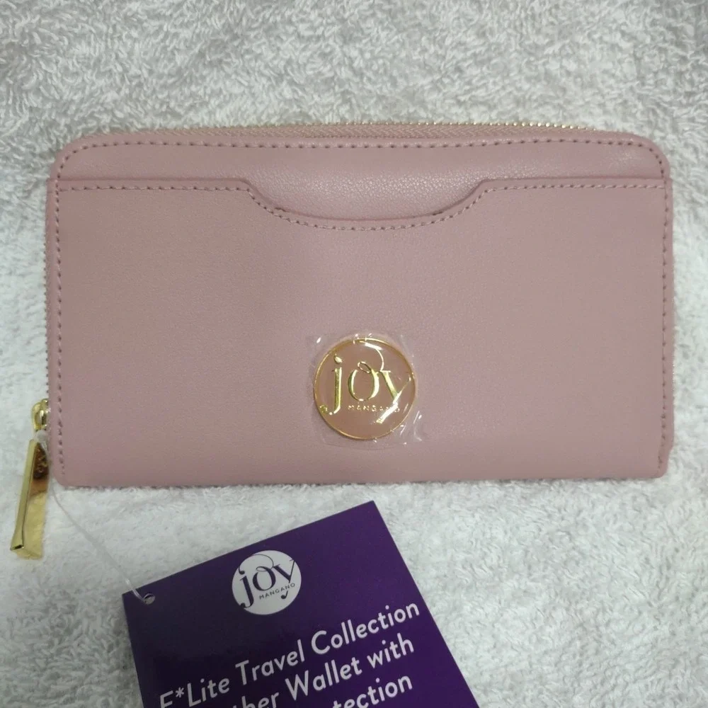JOY Mangano ELite Travel Collection Pink‎ Leather Wallet w/RFID Protection