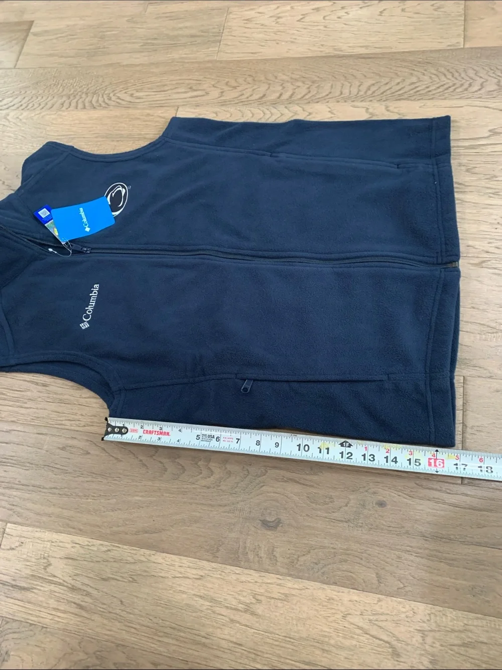 NWT Columbia Navy Blue Fleece Vest with Penn State Logo Size Small