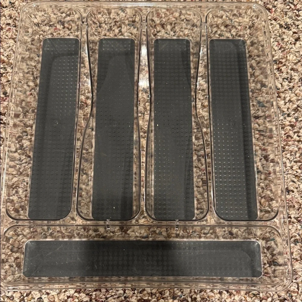 5 compartment utensils drawer Clear/grey Organizer Tray