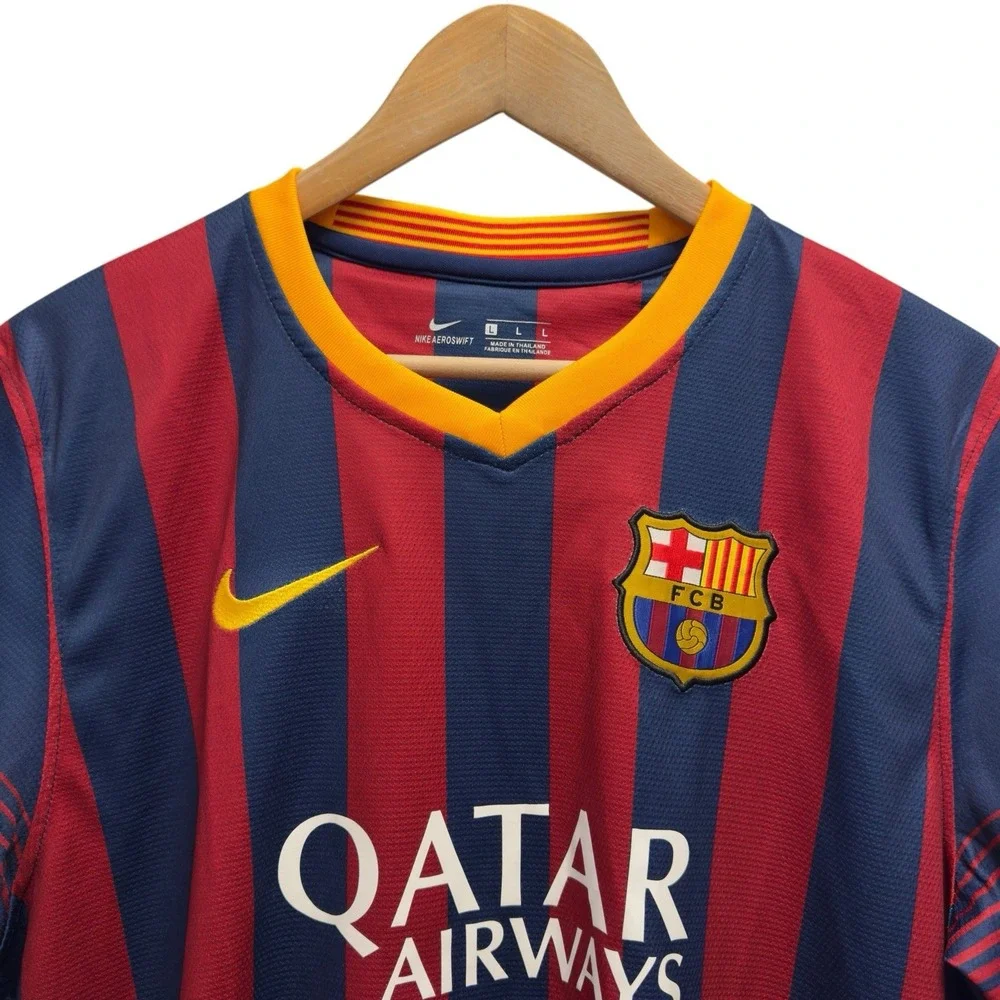 Nike FC Barcelona Luis Suarez #9 2013-2014 Men's Sz Large Home Soccer Jersey euc