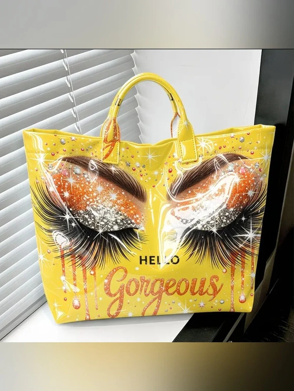 Cute Hello Gorgeous Spaarkle Eye Print Daily Commute Hand Tote Bag