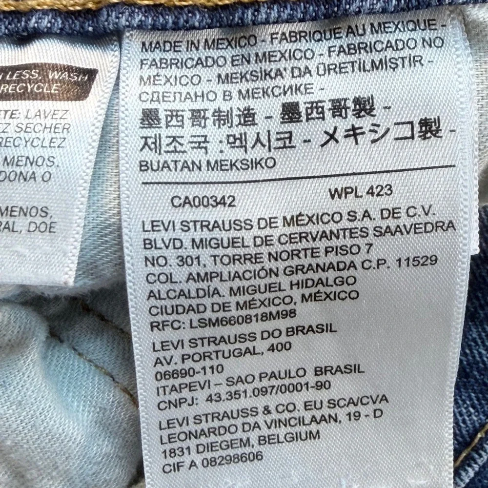 Levi's 505 Jeans Mens 38x34 Regular Fit Straight Leg Blue Denim Distressed Hem