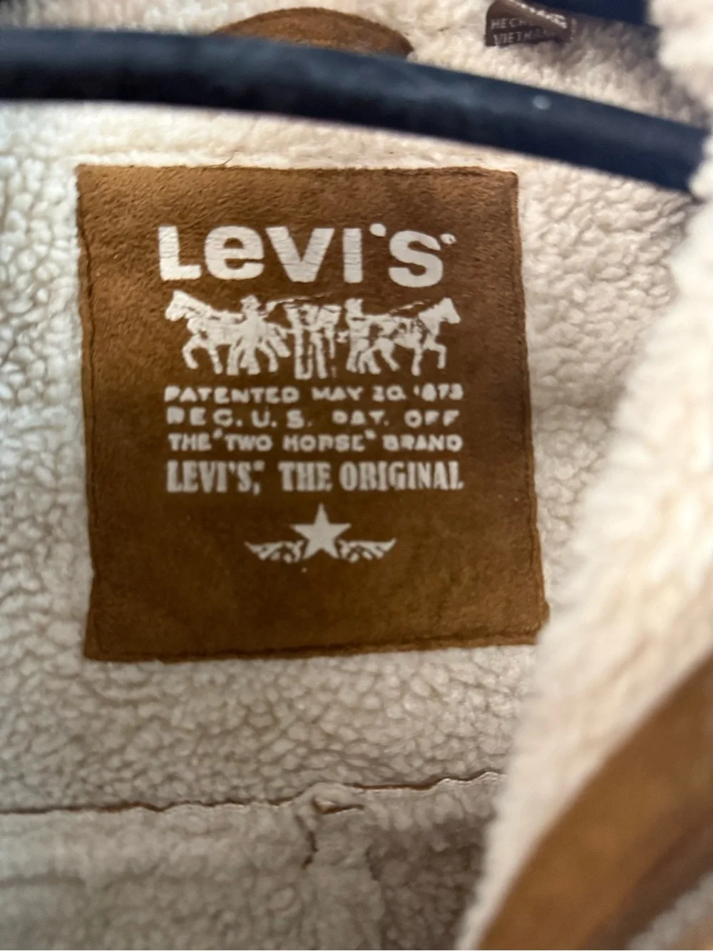 Levi's Tan Faux Suede Jacket with Cream Sherpa Collar