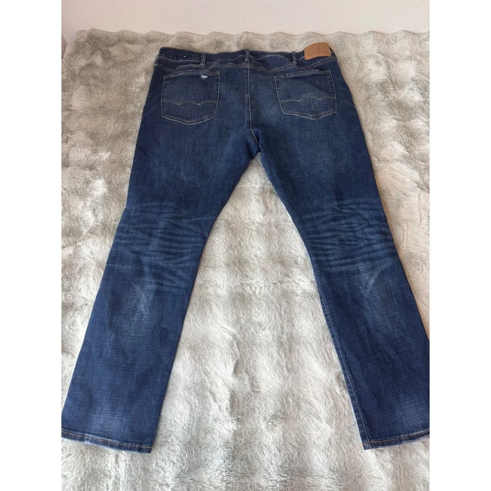 American Eagle AirFlex Slim Straight Distress Jeans Dark Wash 42x32 Indigo-0594
