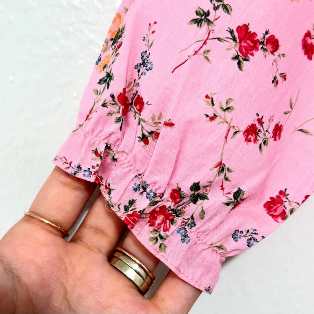 Bonpoint Pink Floral Smocked Long-Sleeve Blouse
