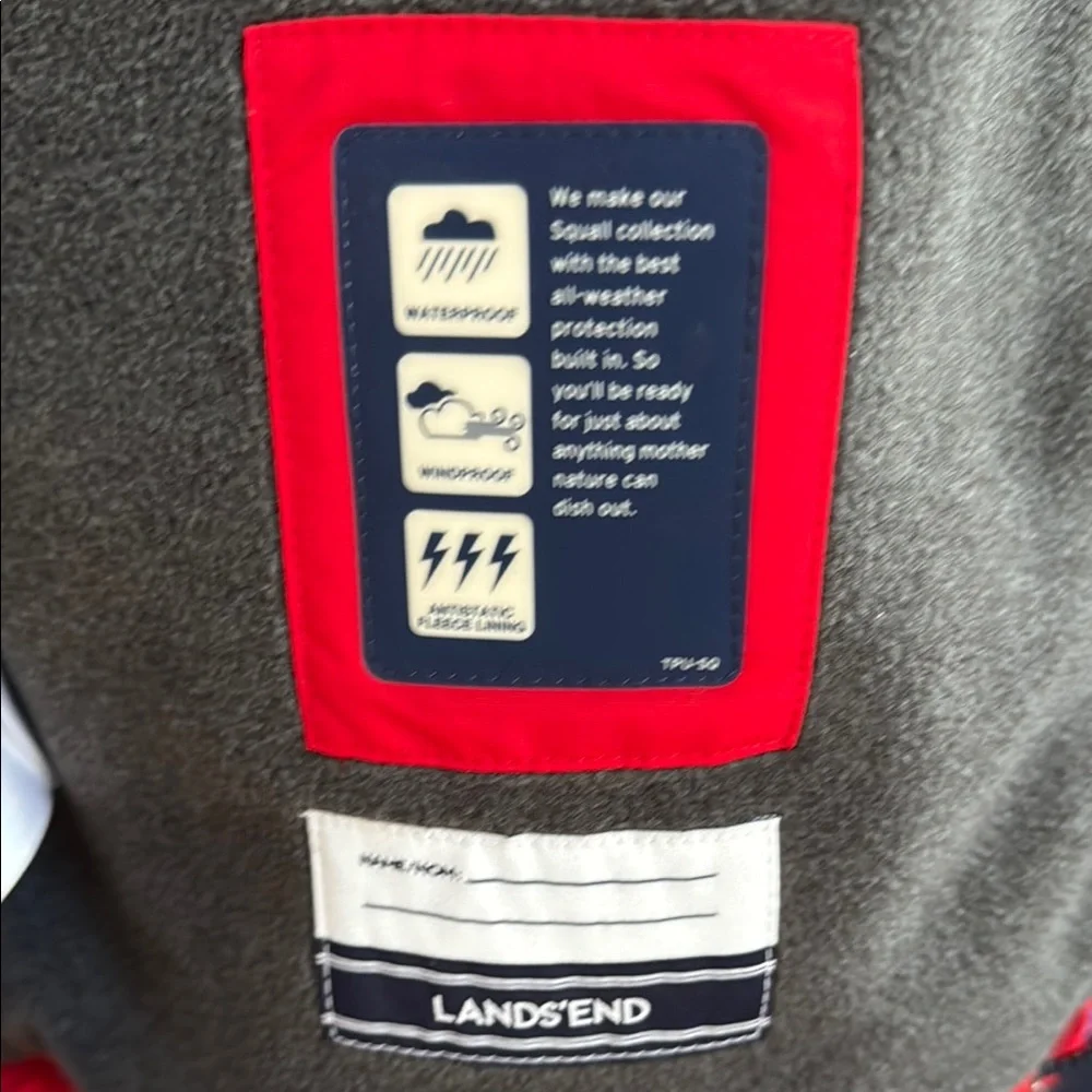 ☔️ Lands' End Squall Performance Jacket Waterproof Youth L 14-16