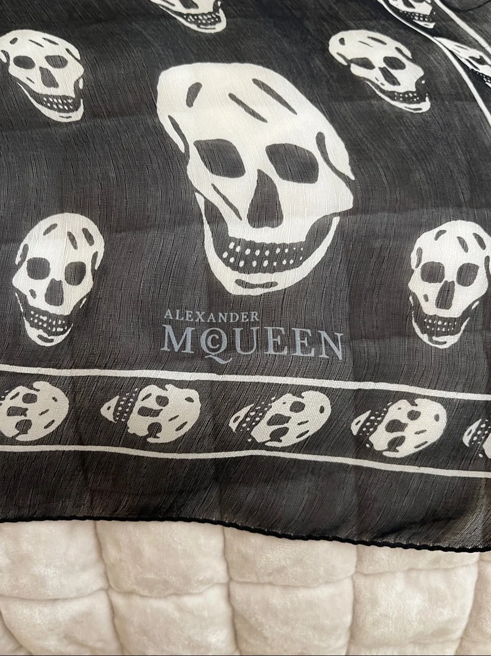 Alexander McQueen silk chiffon skull scarf new with tags