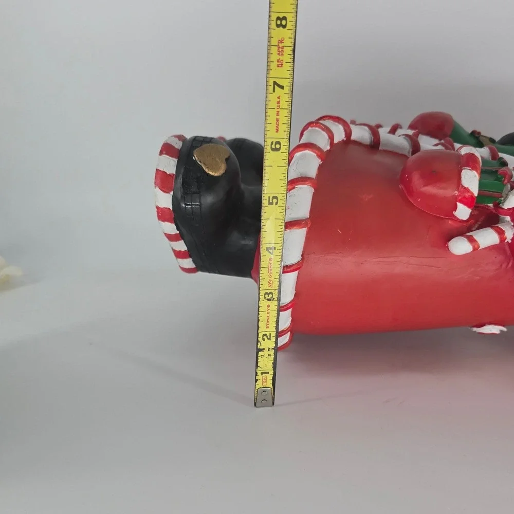 Vintage Santa Figurine Hand Painted Resin Candy Cane Heart Christmas Decor