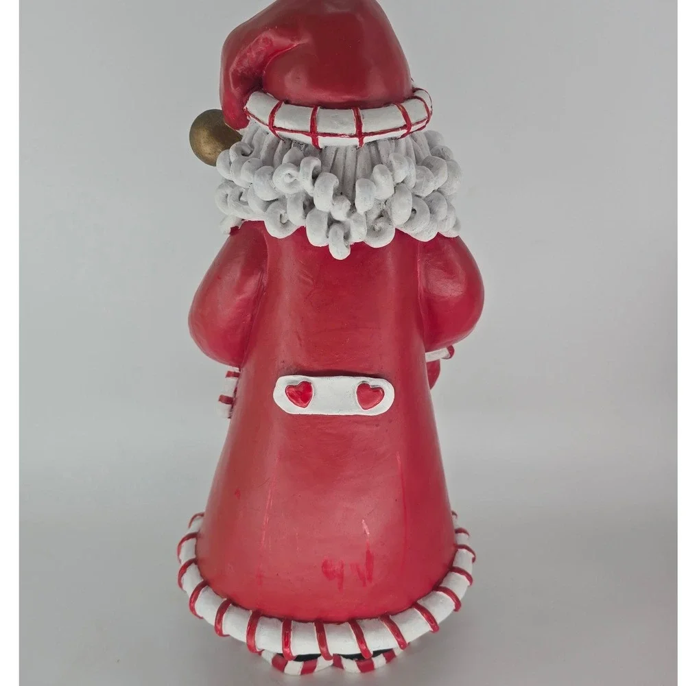 Vintage Santa Figurine Hand Painted Resin Candy Cane Heart Christmas Decor