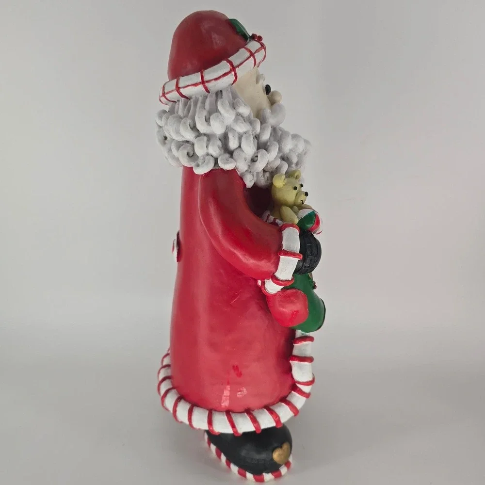 Vintage Santa Figurine Hand Painted Resin Candy Cane Heart Christmas Decor
