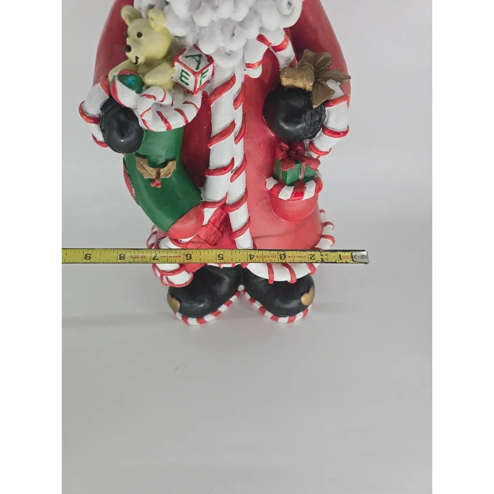 Vintage Santa Figurine Hand Painted Resin Candy Cane Heart Christmas Decor