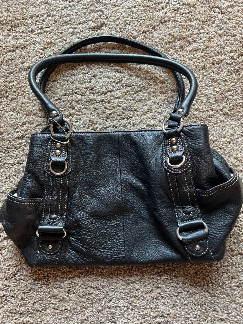 Wilsons Leather Black Pebbled Leather Shoulder Bag