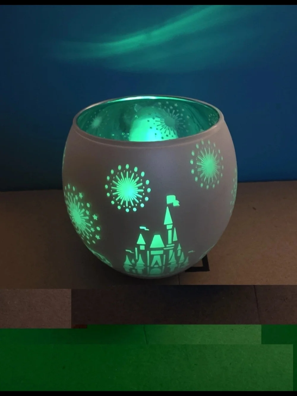Disney Parks/ Cinderella Castle Blue And White See Through Votive Holder.